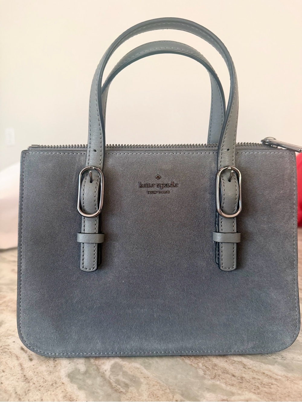 kate spade Slate Blue Suede Top-Handle Satchel